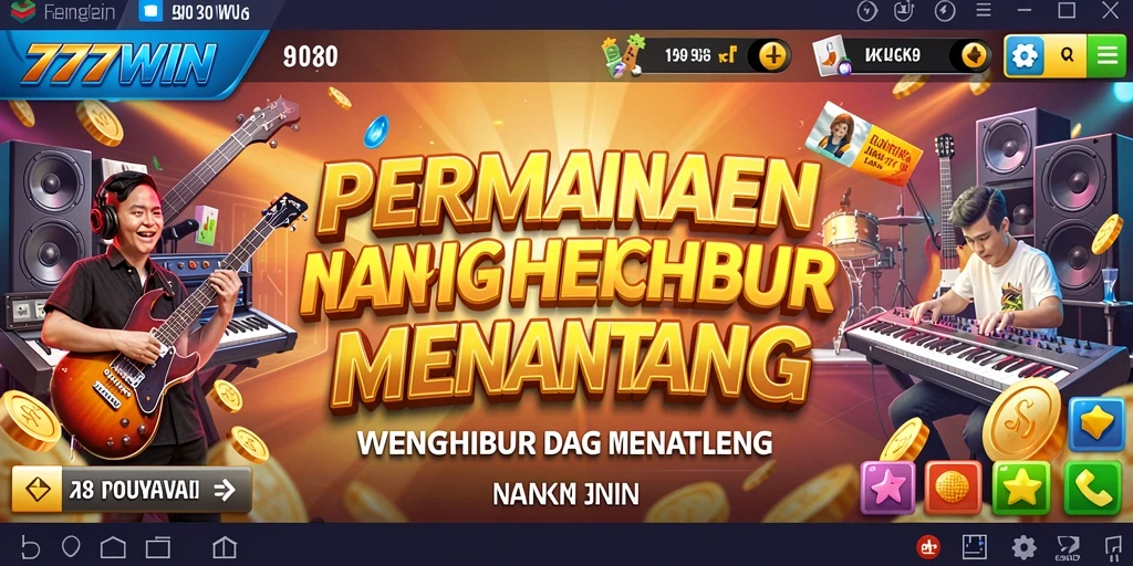 Tampilan permainan <strong>777WIN</strong> menunjukkan interaksi pemain dengan musik.