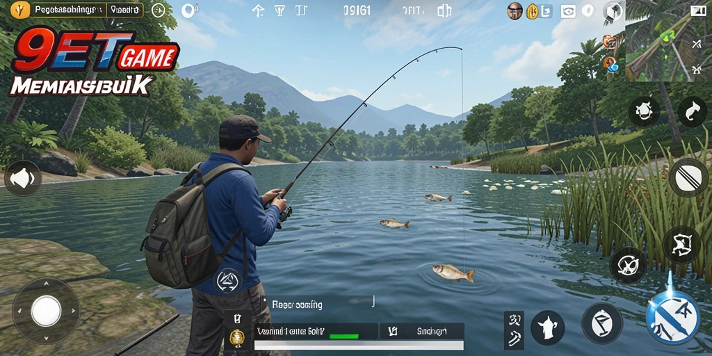 Tampilan gameplay 9ET yang menarik saat memancing ikan.