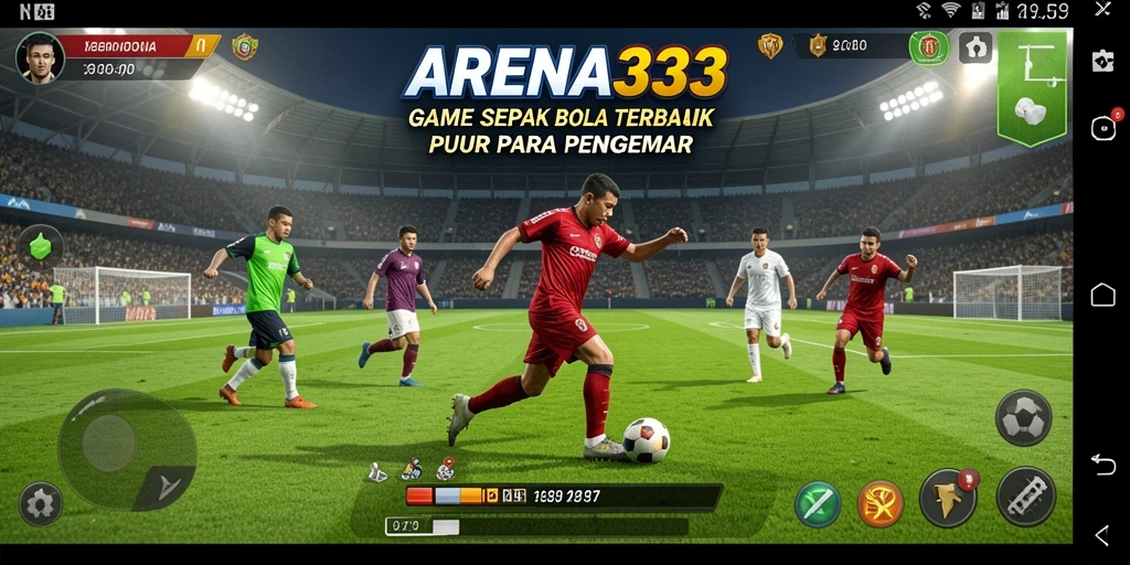 Screenshot menampilkan gameplay seru dari ARENA333 dengan aksi sepak bola yang mendebarkan.