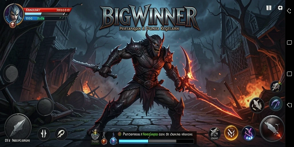 Tampilan gameplay <strong>BIGWINNER</strong> yang mencekam dengan suasana horor yang kental.