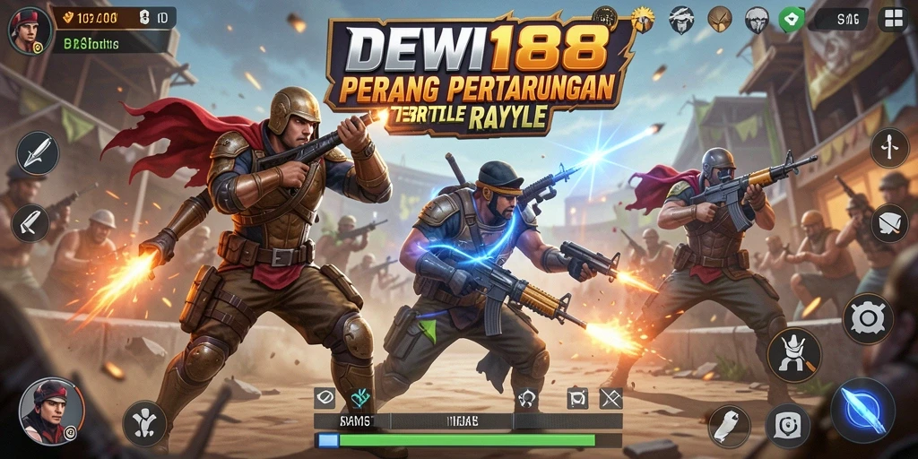 Screenshot DEWI188 menampilkan aksi menegangkan dalam pertempuran Battle Royale.