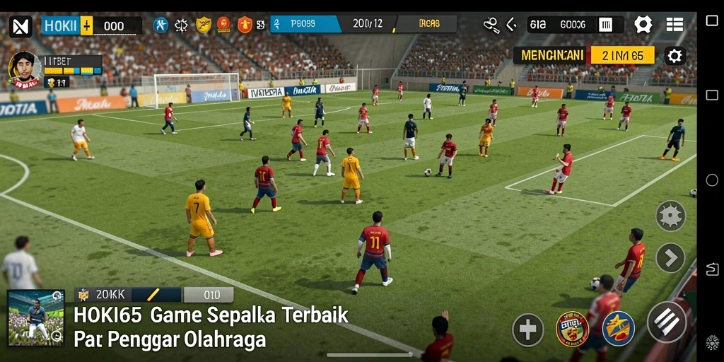 Tampilan gameplay HOKI65 yang mendebarkan di lapangan sepak bola.