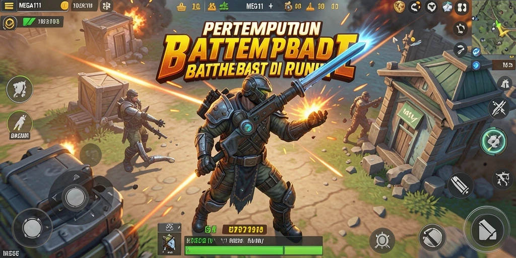 Tampilan menarik dari gameplay seru di MEGA111 Battle Royale.