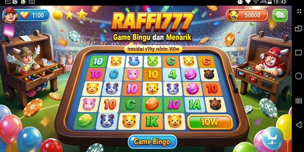 Screenshot gameplay Bingo RAFFI777 yang seru dan interaktif.