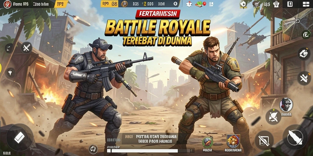 Tangkapan layar utama RP8 menampilkan aksi intens dalam mode Battle Royale.