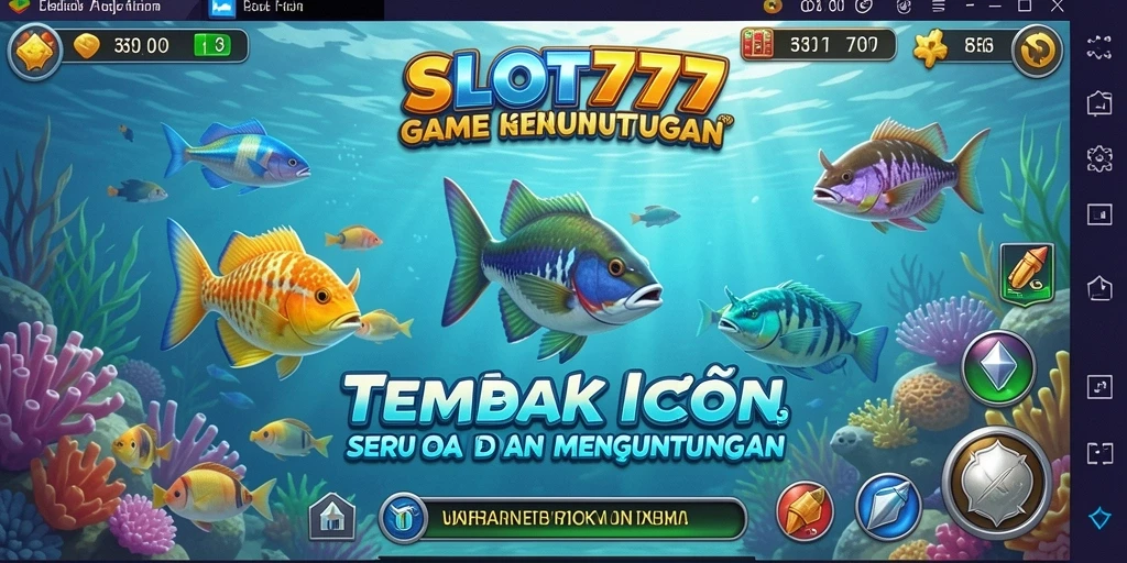 Tampilan gameplay SLOT777 yang menakjubkan dengan ikan berwarna-warni.