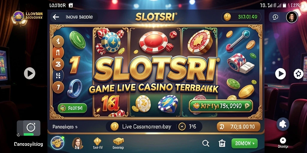 Screenshot gameplay SLOTSRI menampilkan dealer langsung dan permainan kasino yang menarik.