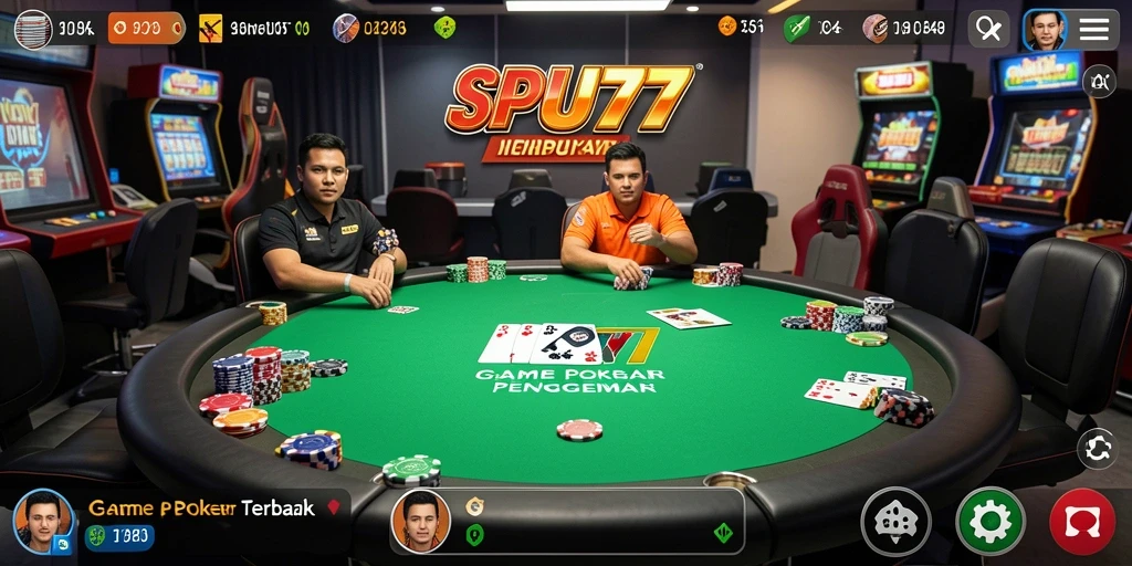 Tampilan layar permainan Poker SPBU77 yang seru dan mendebarkan.