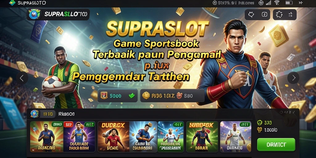 Tampilan utama SUPRASLOT dengan gameplay Sportsbook yang menarik.